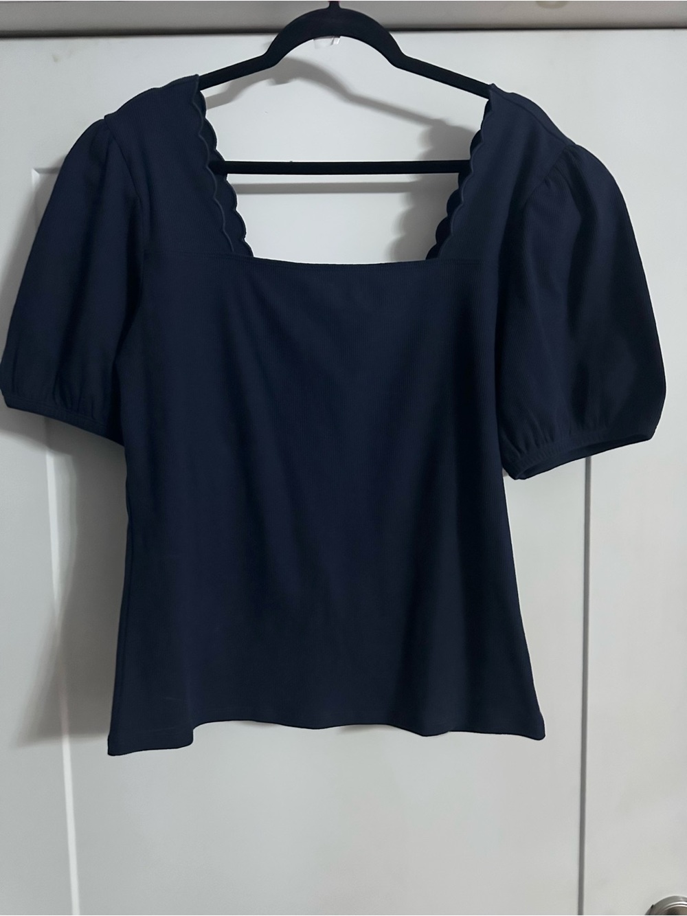 NWT Torrid Belle + Isle Ribbed Scalloped Square Neck Puff Sleeve Top Size Large - Picture 2 of 6